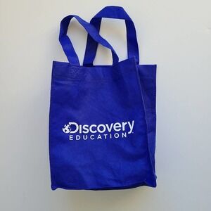 5/$15 Tote Bag Discovery Education Small Blue Reusable Shopping Bag Advertising